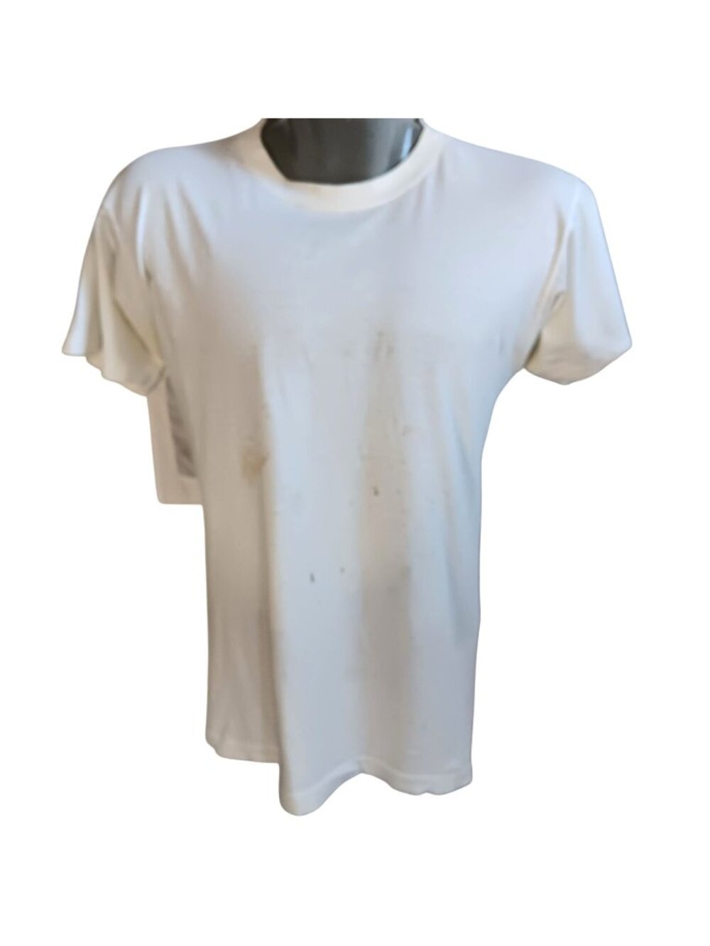 Single Stitch T-shirt Medium Vintage Trashed White Crew Neck 1980's Plain